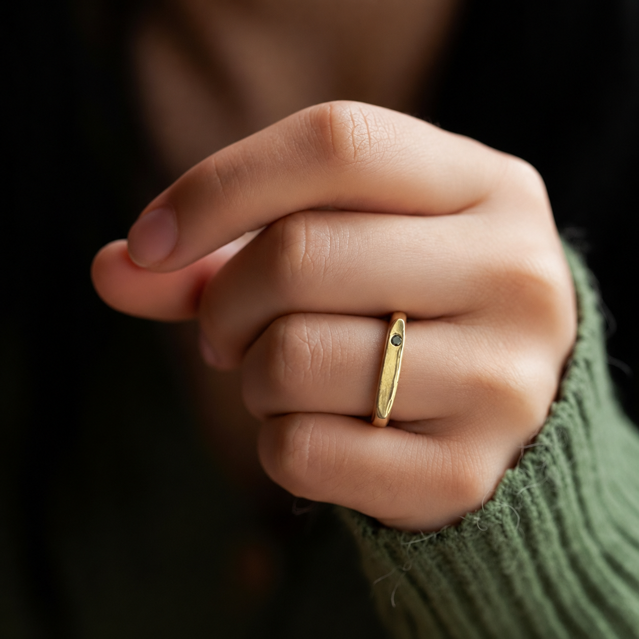 Lunar Eclipse Ring in Bronze on Model 