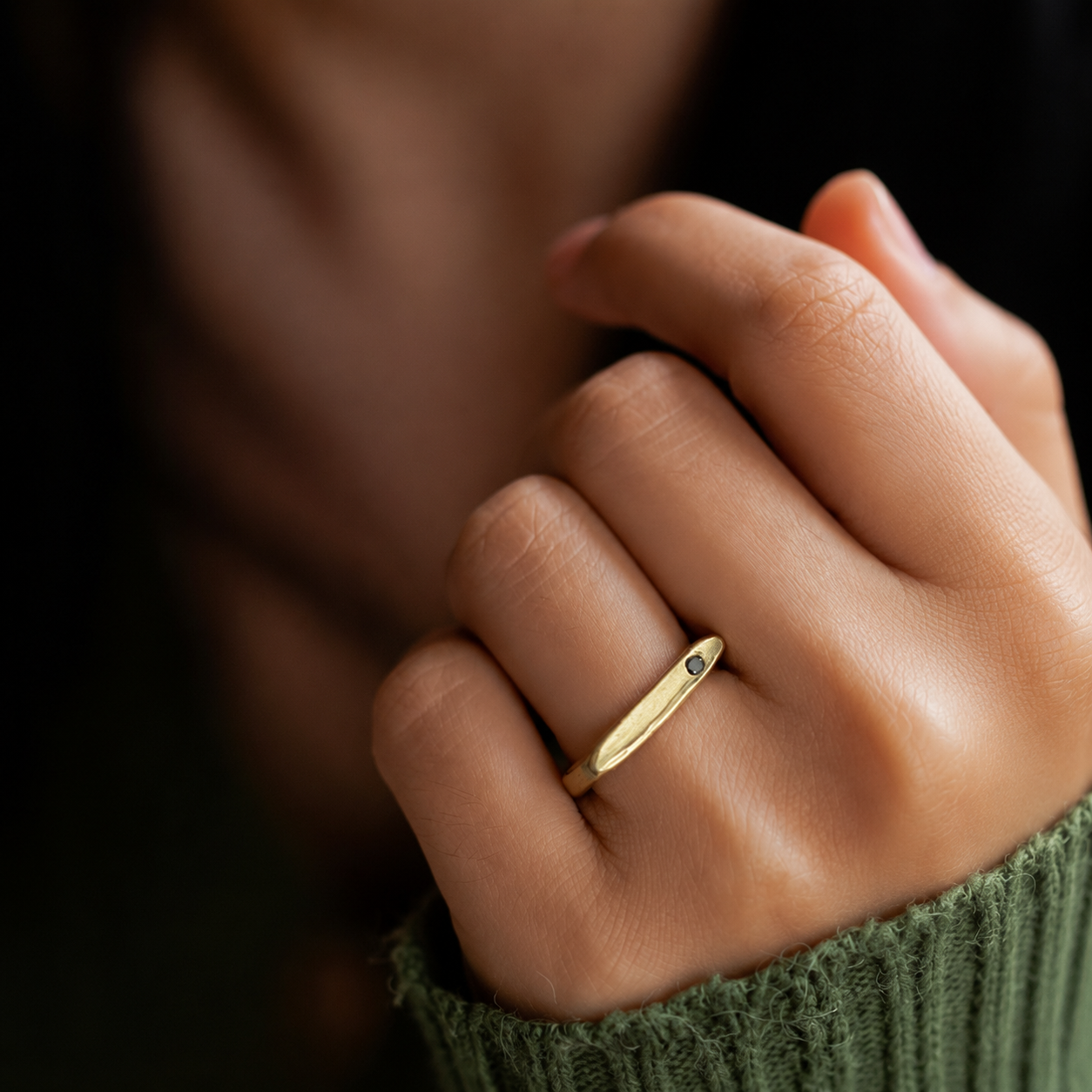 Lunar Eclipse Ring in Bronze on Model 