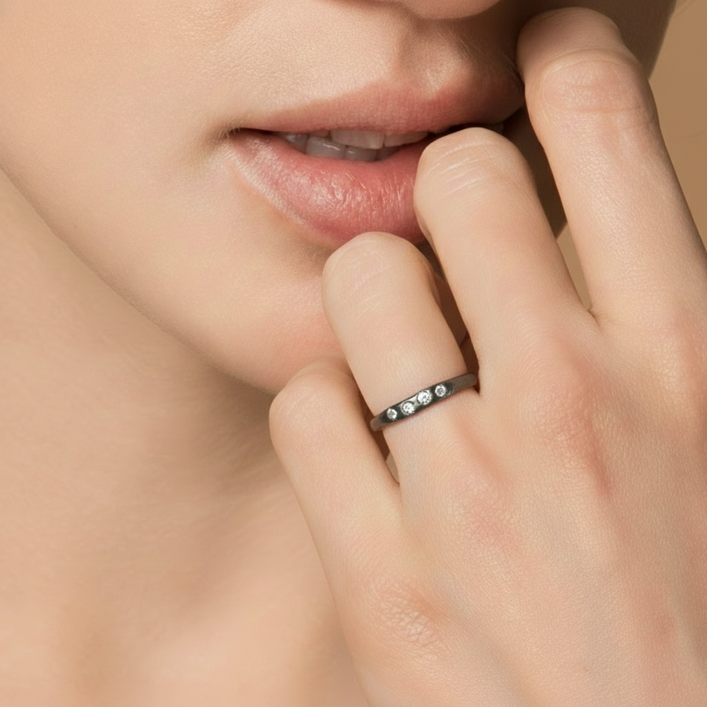 Deep Mystic Ring with Diamonds on Model