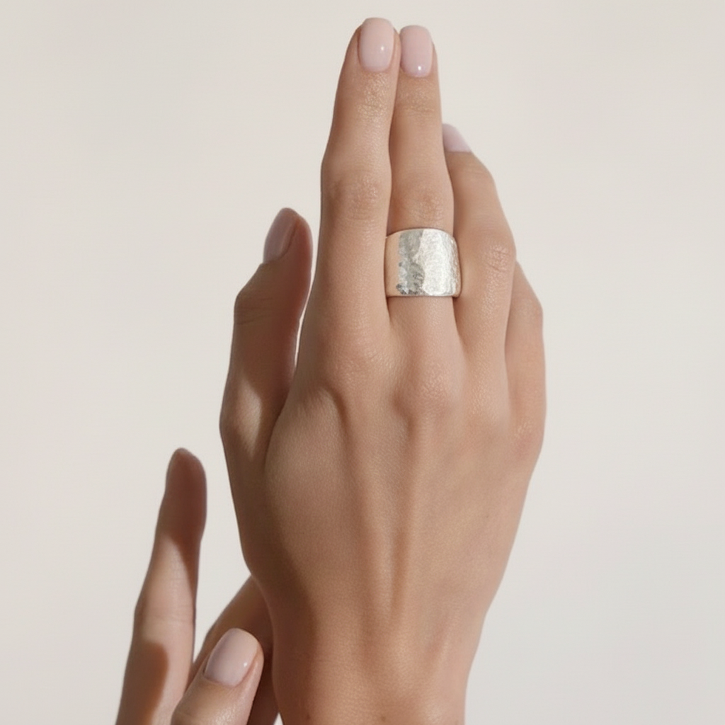Origin Ring in Sterling Silver on Models hand