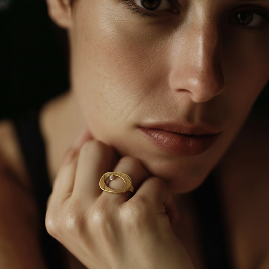 Oum Ring in Bronze on Model
