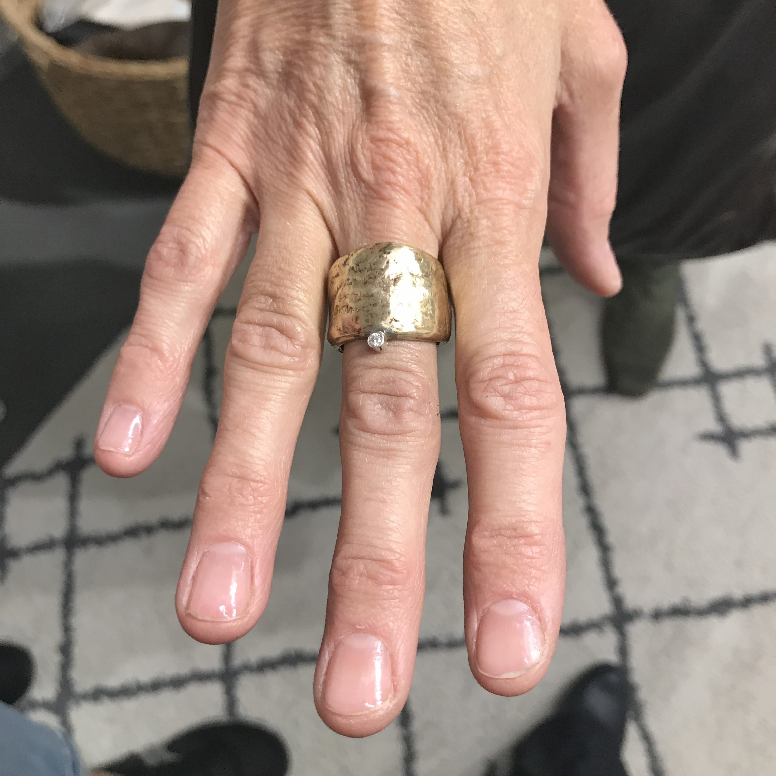 Customer wearing the Relic Ring in Bronze 