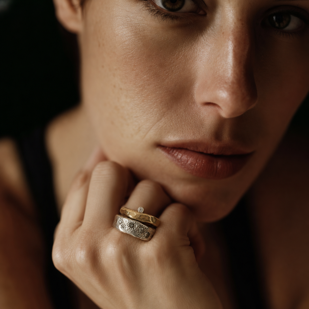 Thrive and Odyssey Ring on model