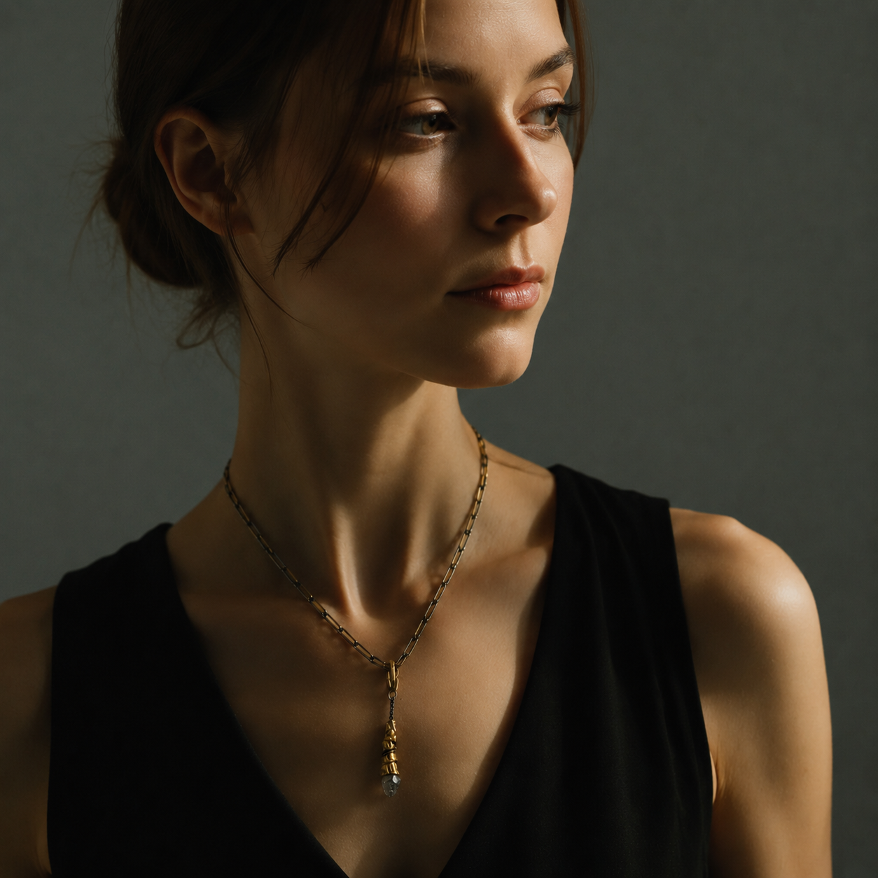 Model wearing Rooted Talisman Necklace