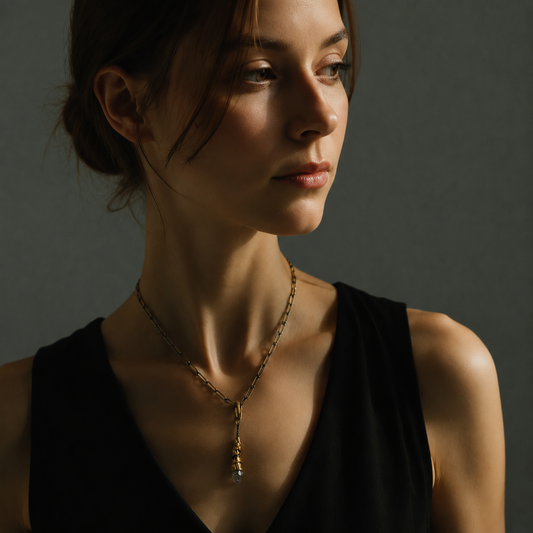 Model wearing Rooted Talisman Necklace