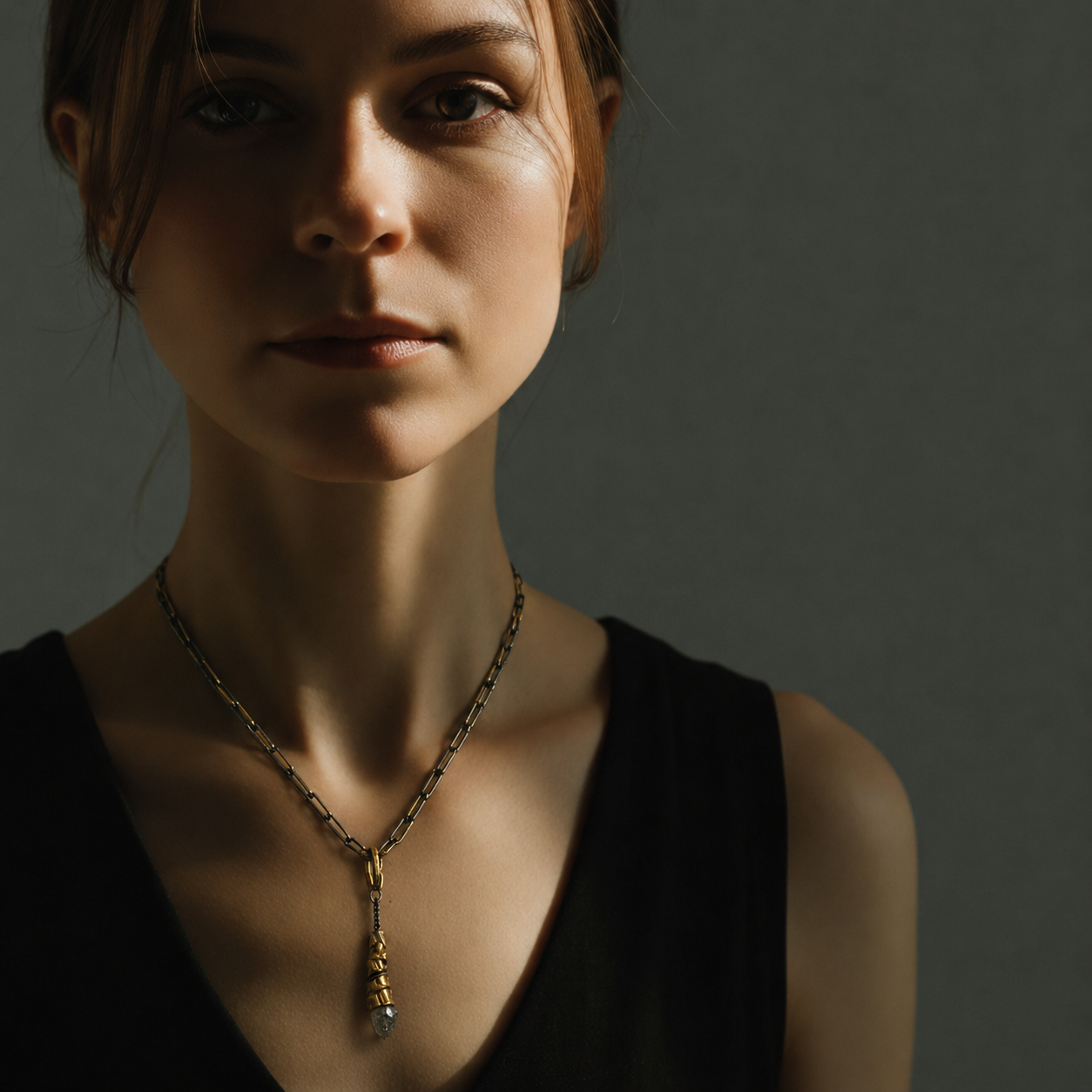 Model wearing Rooted Talisman Necklace