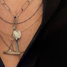 The Oxidized Silver Chain with Gold accents and Paper Clip Connector is made of solid oxidized sterling silver and designed to easily add your Talisman Pendants. 
