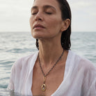 PEACE TALISMAN NECKLACE ON MODEL