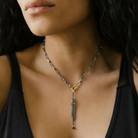 Strength Talisman Necklace with Black Diamond on Model