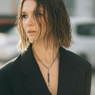 Strength Talisman Necklace with Black Diamond on Model