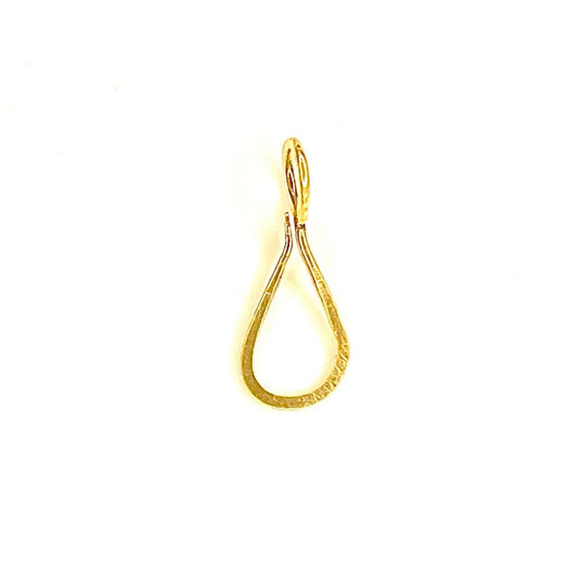 The Brass Tear Drop Connector measures approx 1" long and 3/8" wide. It's designed to easily attach your Talisman Pendants. Will slide over most chains. 