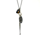 Brass Tear Drop Connector featuring the Strength with black diamond, Hope, and Truth Talisman Pendants. 