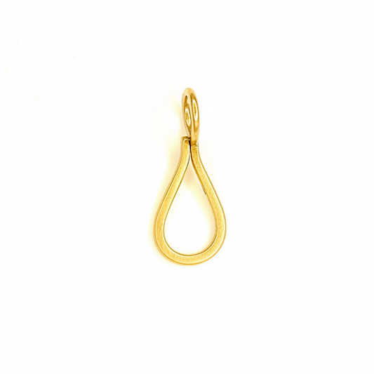 The Brass Tear Drop Connector measures approx 1" long and 3/8" wide. It's designed to easily attach your Talisman Pendants. Will slide over most chains. 
