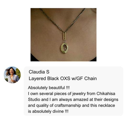 Layered Black Oxidized Silver with Gold Filled Chain
