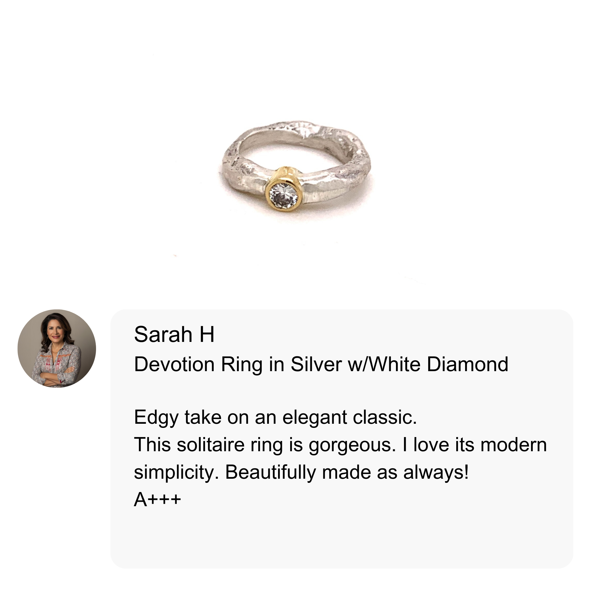 Customer Review of Devotion Ring in Silver with White Diamond 