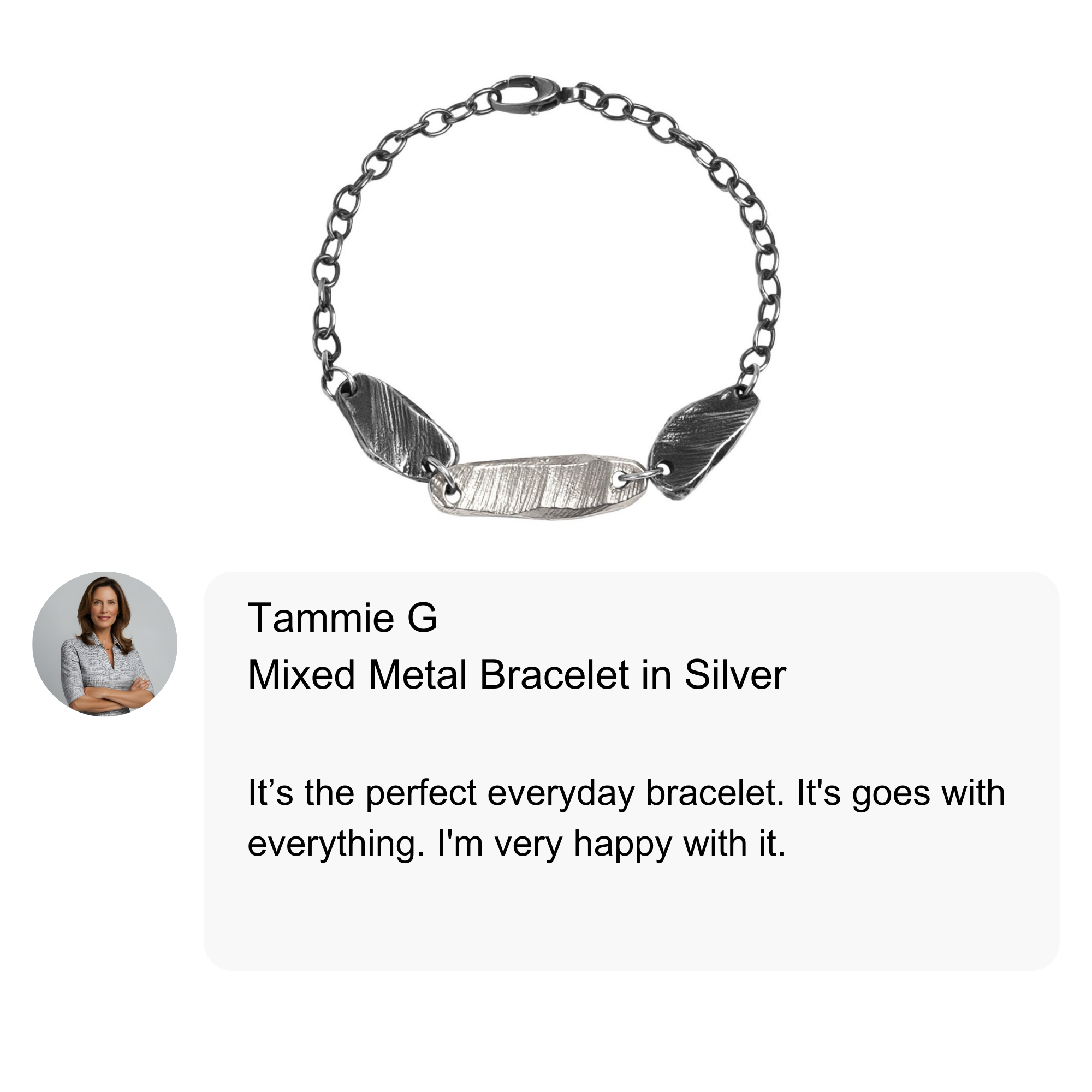 Customer Review of Mixed Metal Bracelet in Silver 