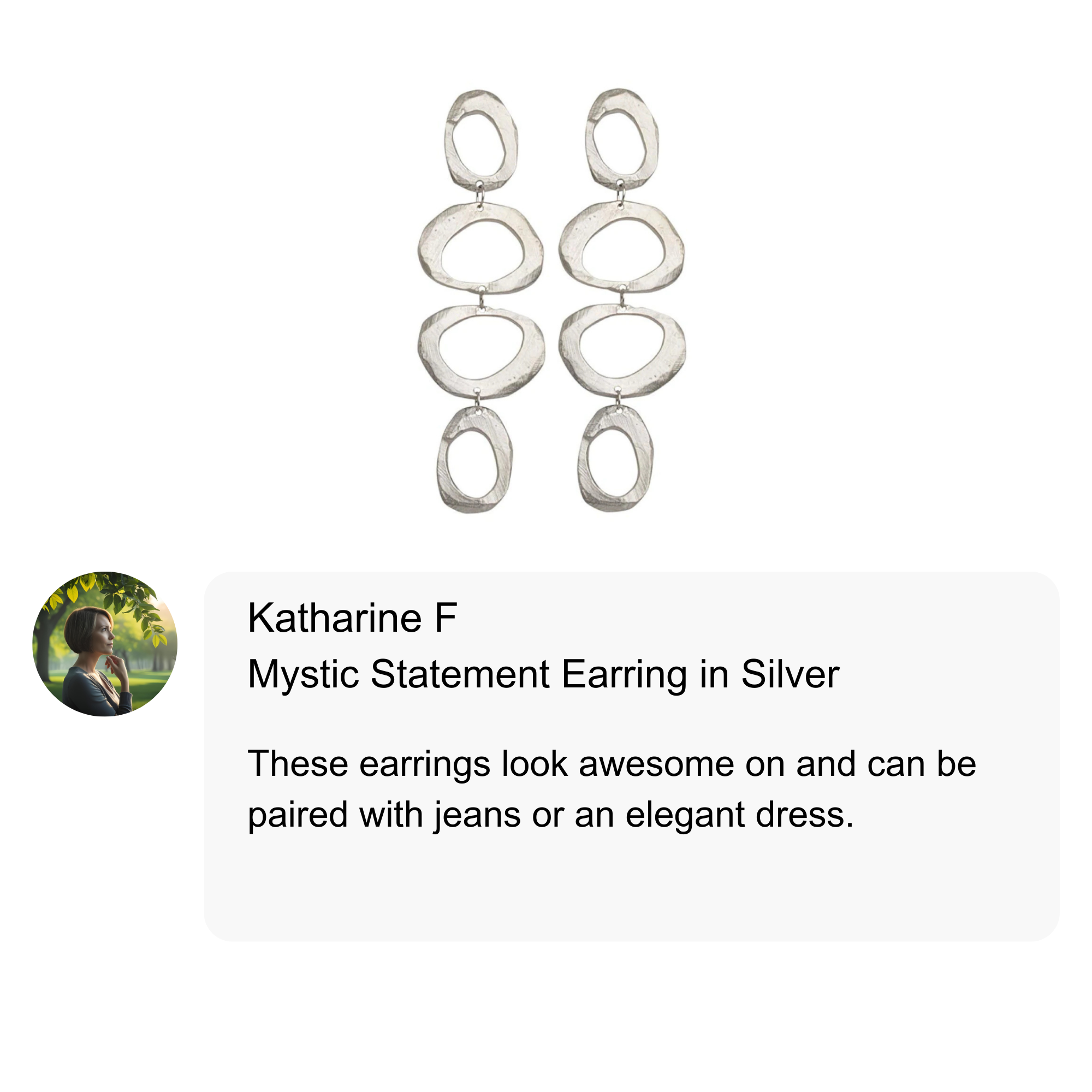 Customer Review of Mystic Statement Earrings in Silver 
