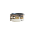 The Trinity Ring Stack is a mix of metals and precious stones and when you stack them together, they create a synergy that reflects the beautiful interplay of body, mind, and spirit. 