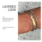 Two bracelets on a wrist with text describing the styles.