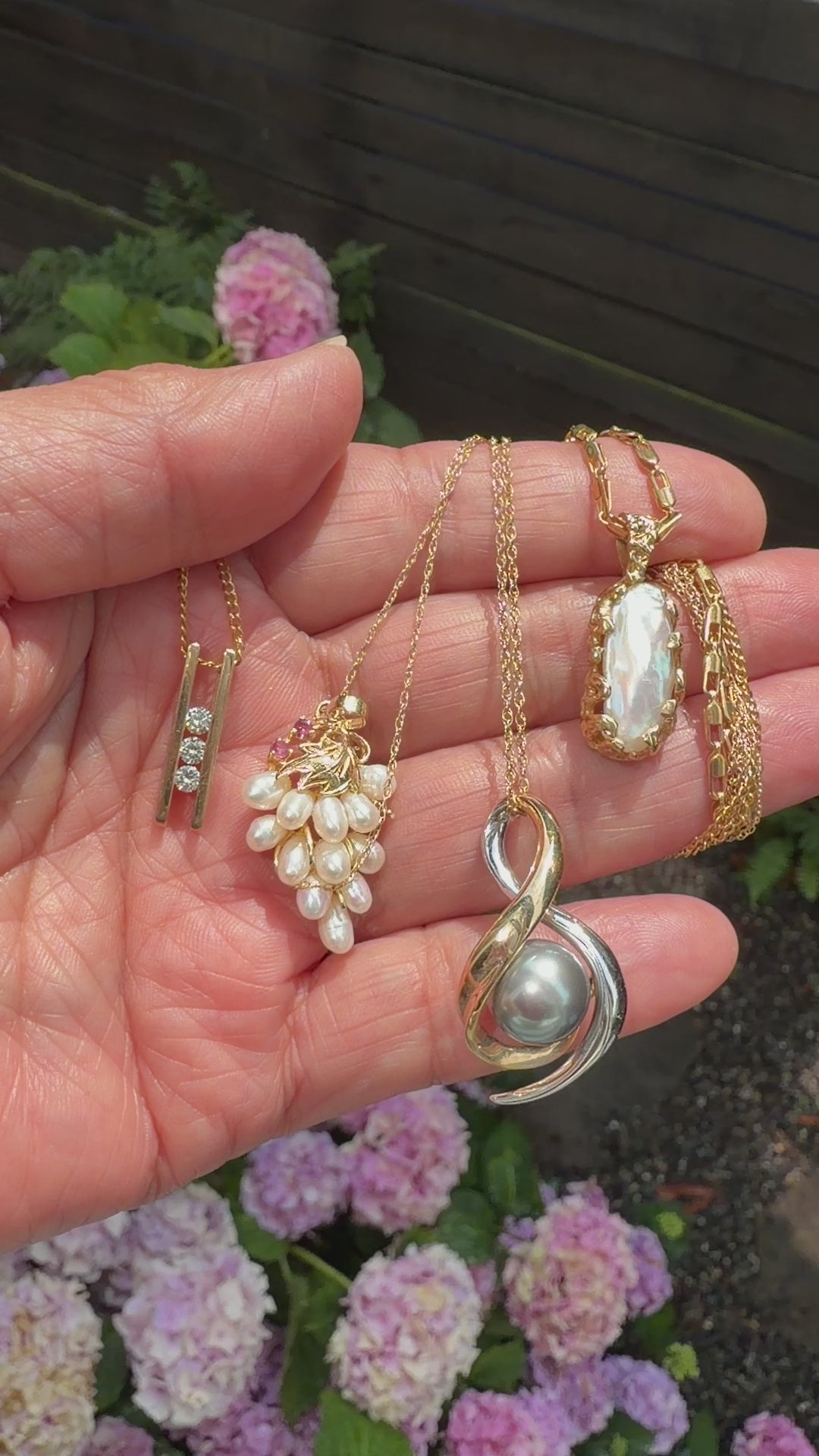 Four of the necklaces from the Chikahisa Ancestor Collection 