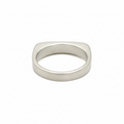 Back view of this sleek, architectural band captures that moment of clarity with its refined silhouette and single black diamond - like the dark center of an eclipse where revelation occurs in shadow.