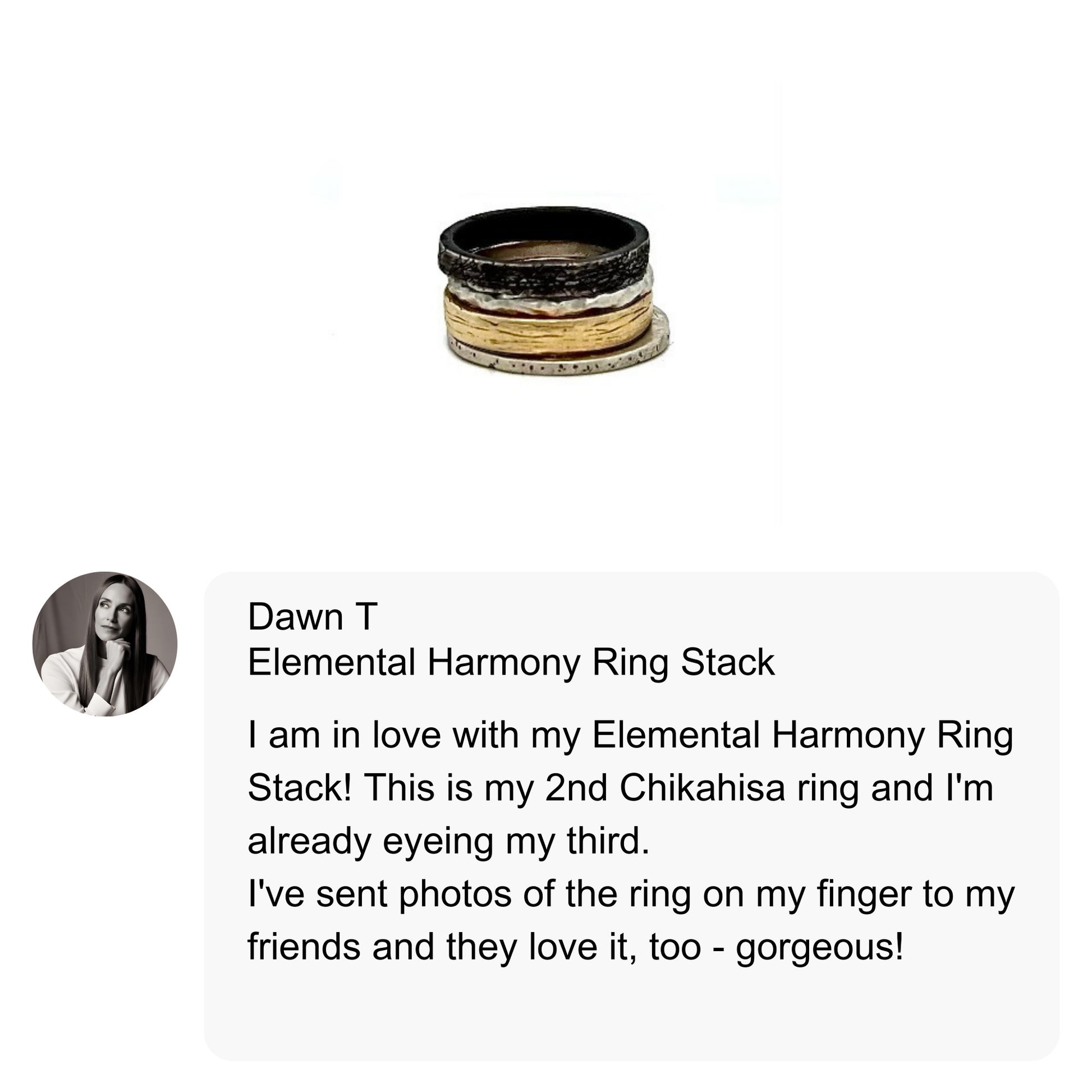 Customer review of the Elemental Harmony Ring Stack 