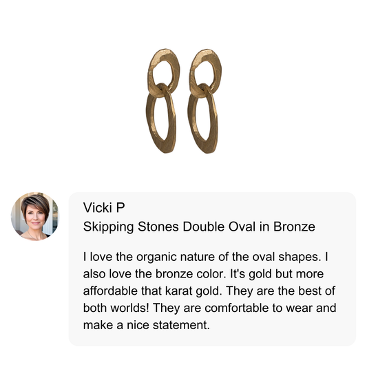 Skipping Stones Double Oval Earrings in Bronze