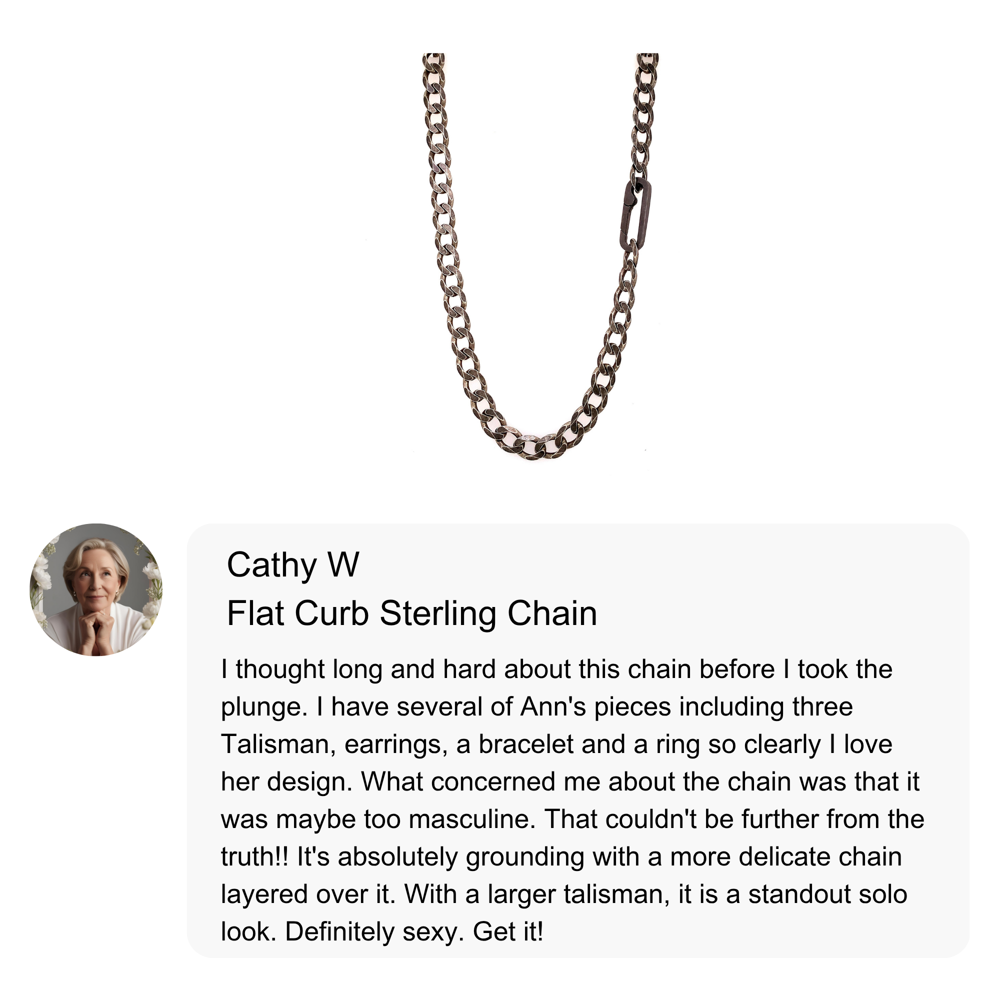 Customer review of the Flat curb sterling chain 