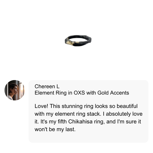 Element Ring in Oxidized Silver with 18k Gold Accents