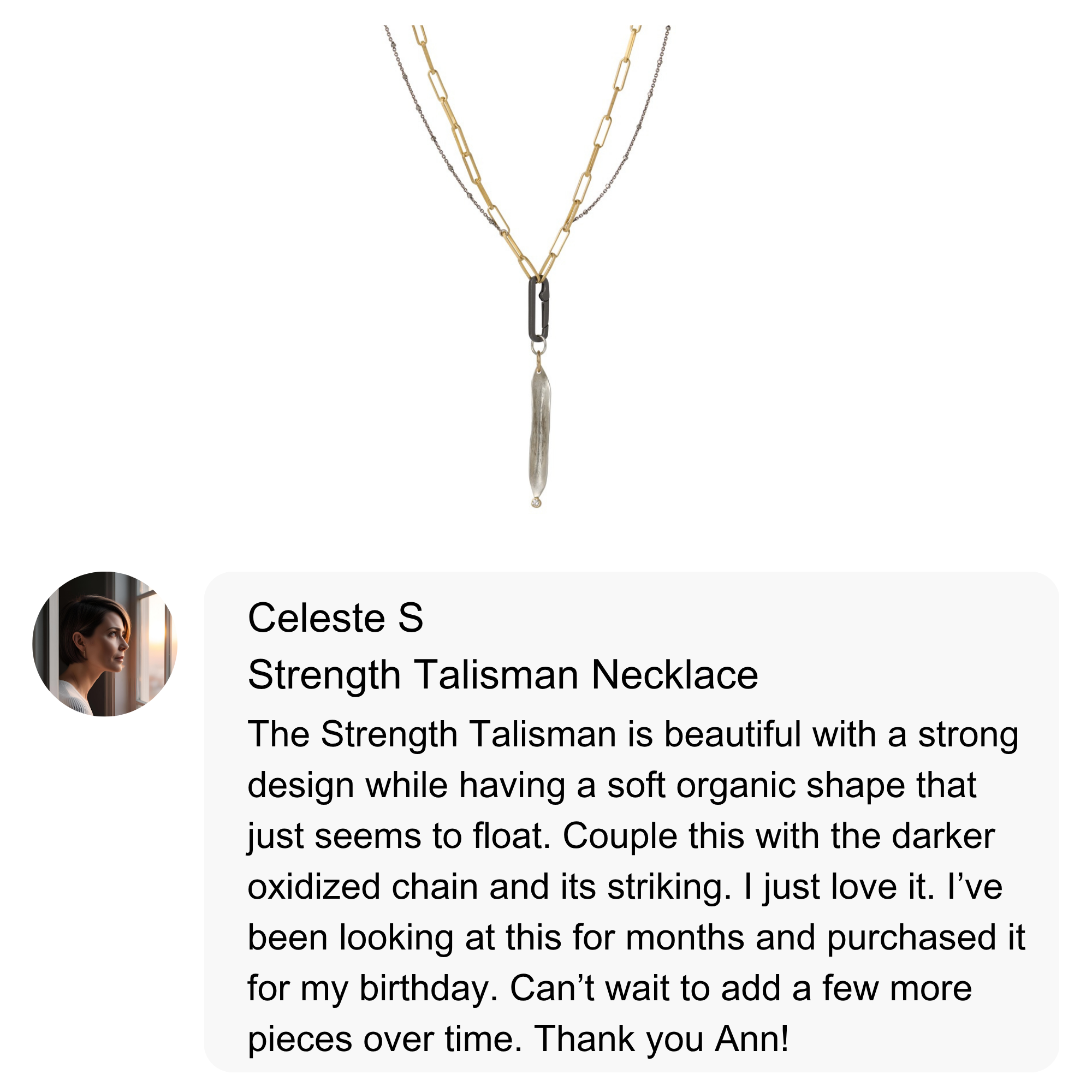 Customer review of the Strength Talisman Necklace
