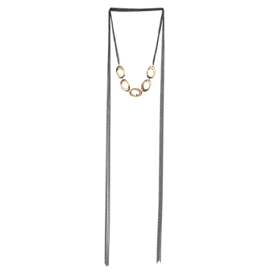 Bronze 5 Oval Wrap with Diamond Necklace-Chikahisa Studio