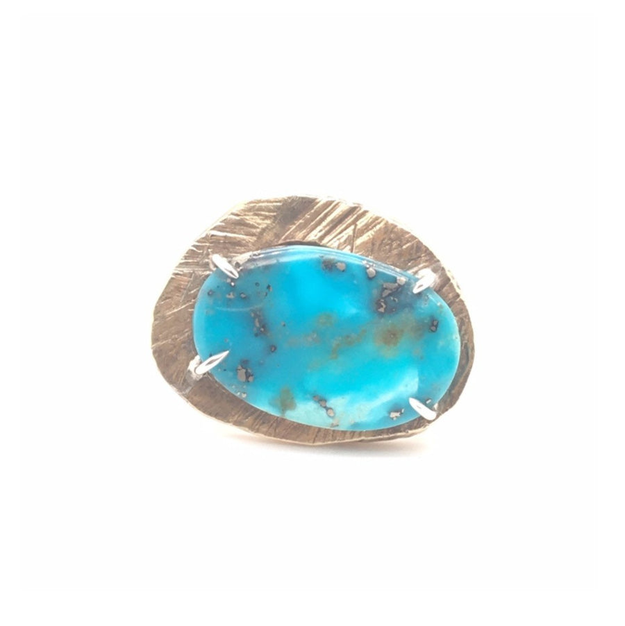 The semi precious gemstones in our collection are carefully chosen for their unique color and energy. This ring features Turquoise. Turquoise is the stone of wisdom & tranquility.