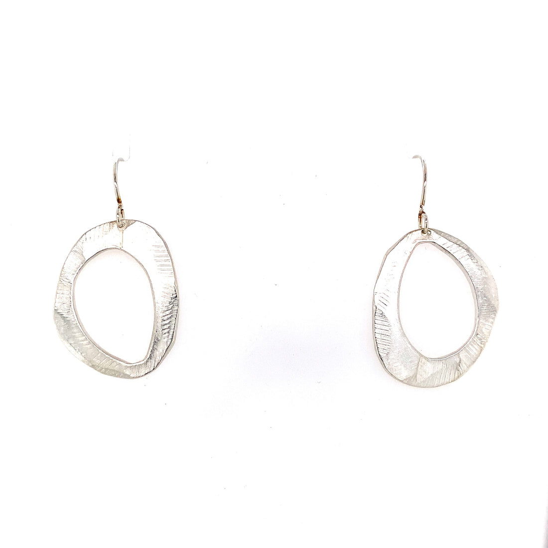 Large Silver Oval Dangle Earring