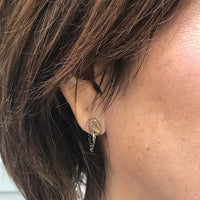 Bronze Stone Stud with Chain-Chikahisa Studio