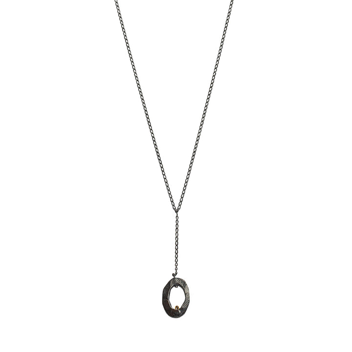 Oxidized Silver Mystic Oval Y Necklace with Diamond-Chikahisa Studio