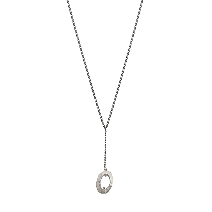 Silver Mystic Oval Y Necklace with Diamond-Chikahisa Studio
