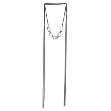 Silver 5 Oval Wrap with Diamond Necklace-Chikahisa Studio