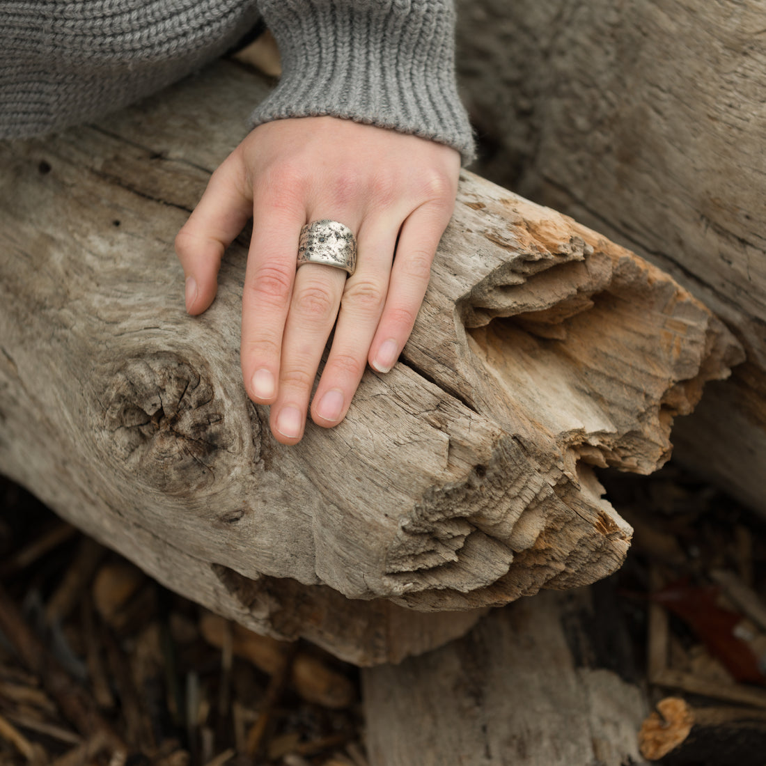 Five Elements Silver Ring with Black Diamonds – Chikahisa Studio