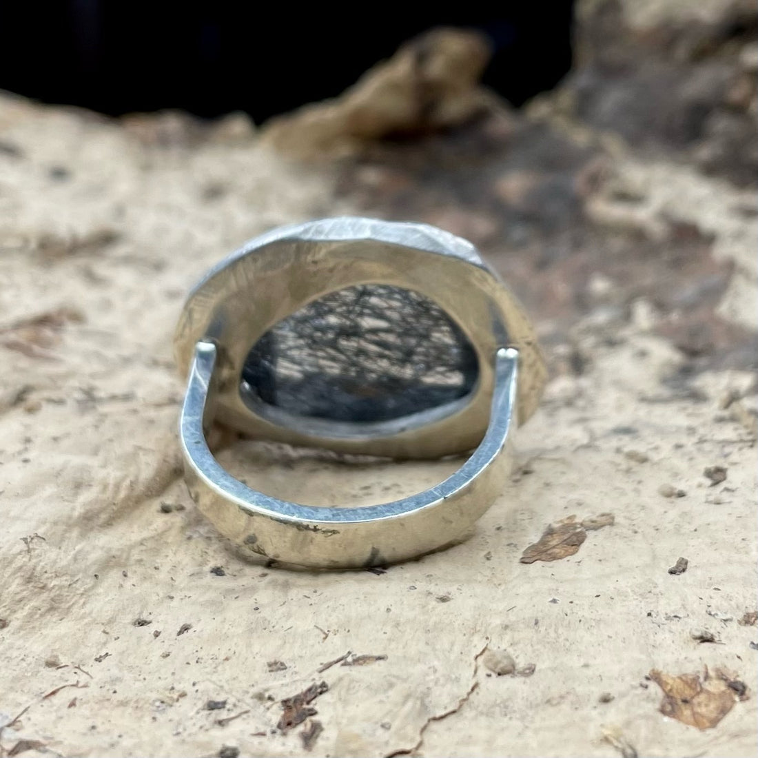Tourmalinated Quartz Mystic Medium Gemstone Horizontal Oval Ring
