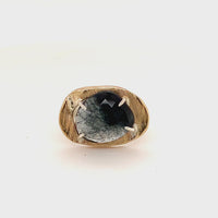 Black Tourmalinated Quartz Mystic Small Gemstone Ring