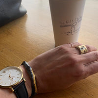 Oxidized Thin Cuff with Gold Accents