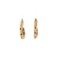 Bronze Small Hoop Earrings with Black Diamonds
